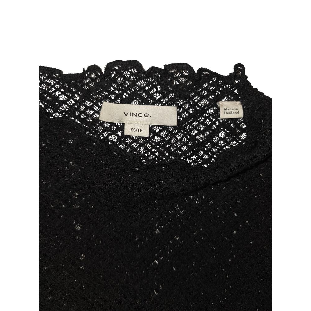 NWOT XS Women's VINCE Black Lace Long Sleeve "Naked" Look Top w/Tank MSRP $268‎ - Picture 11 of 13